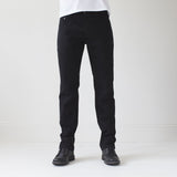 angle hover: black  A model wears Raleigh Denim Workshop Alexander work fit stretch pants in black, front