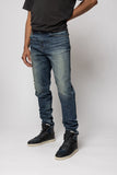 angle: Black Horween/Navy Chromexcel  black high top basketball shoes with black and blue leather