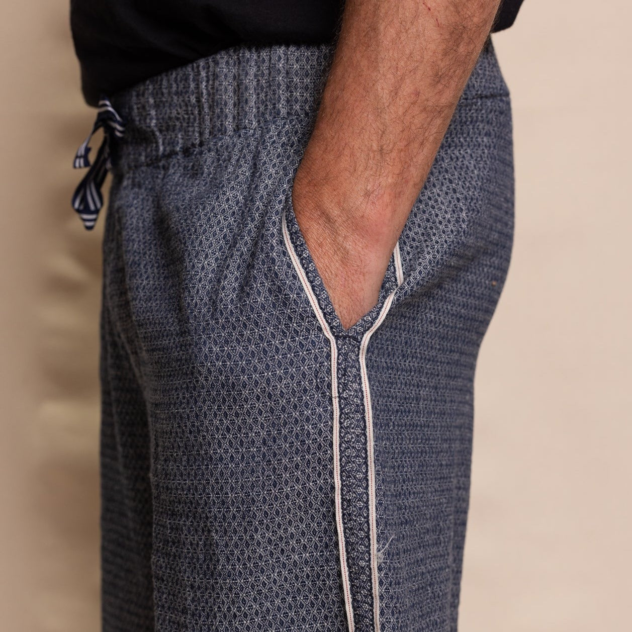 angle hover: Navy Jacquard Selvage