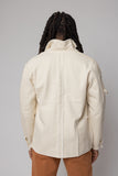 angle: Ivory  Man wearing Raleigh Workshop Chore Coat in Ivory