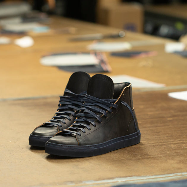 Opie Way x Raleigh Denim Shoes | Black Leather Navy Sole – Raleigh Workshop