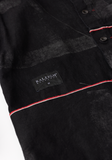 angle: Hand Painted Black Vidalia Raleigh Workshop chore coat in black